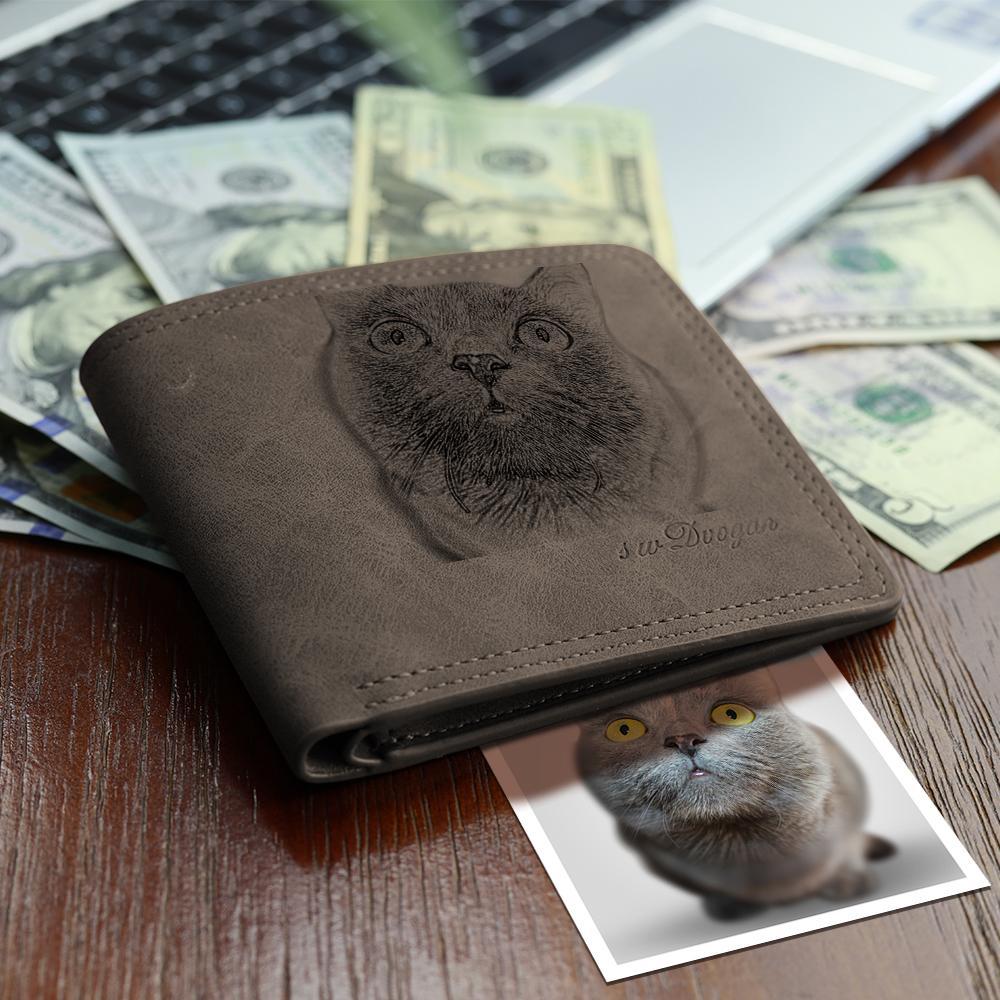 Men's Bifold Short Custom Photo Wallet Coffee - faceonboxer