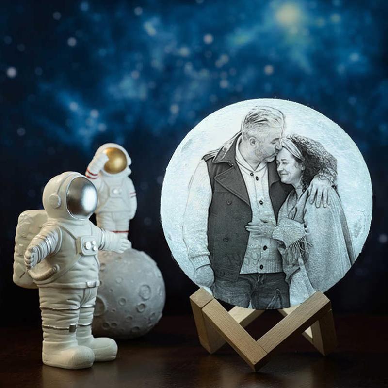 Touch 3 Colors - Christmas Cute Gift Engraved Photo Moon Lamp - faceonboxer