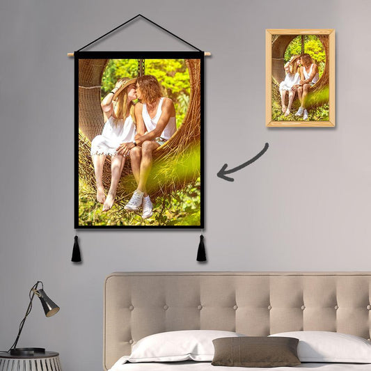 Custom Photo Tapestry - Wall Decor Hanging Fabric Painting Hanger Frame Poster - faceonboxer