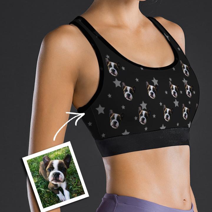 Custom Face Sports Bra With Star Pet
