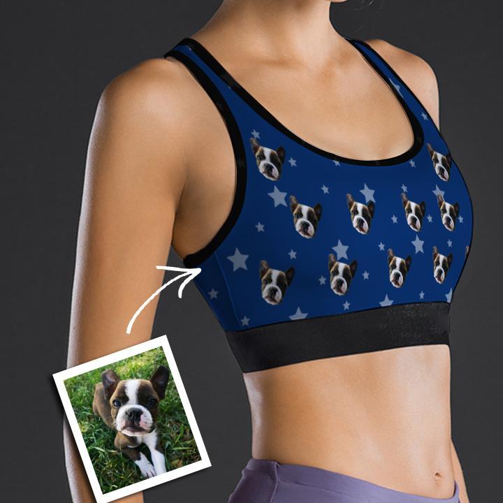 Custom Face Sports Bra With Star Pet