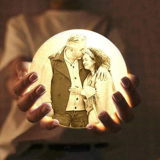 Touch 3 Colors - Christmas Cute Gift Engraved Photo Moon Lamp - faceonboxer