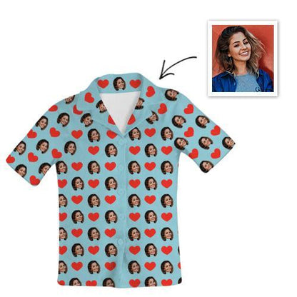 Custom Photo Pajamas Short Sleeved Pajamas , Home Wear , Unisex-Top Only