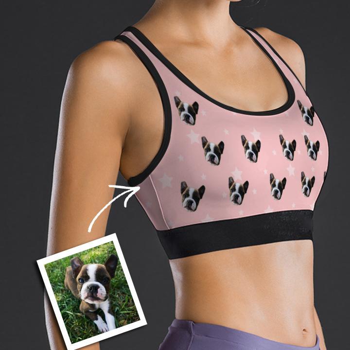 Custom Face Sports Bra With Star Pet