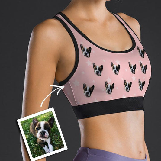 Custom Face Sports Bra With Star Pet