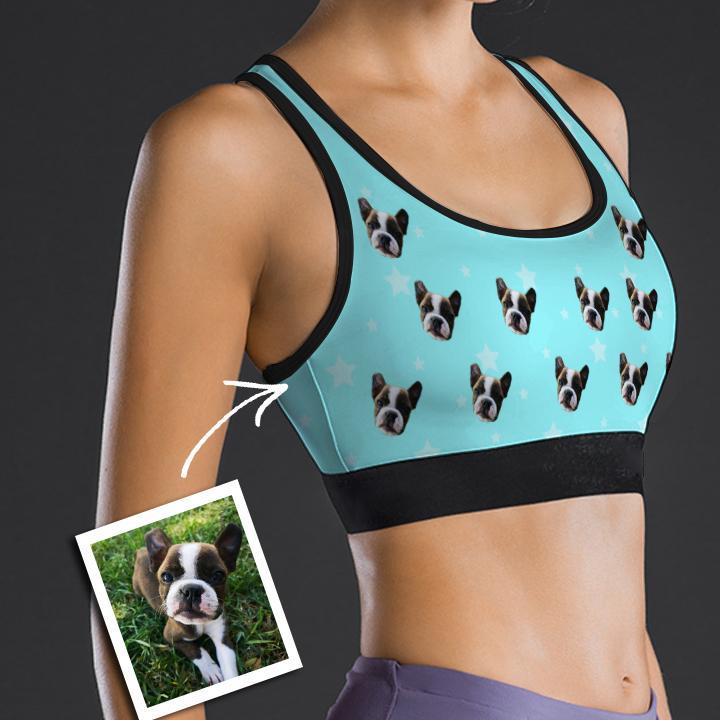 Custom Face Sports Bra With Star Pet