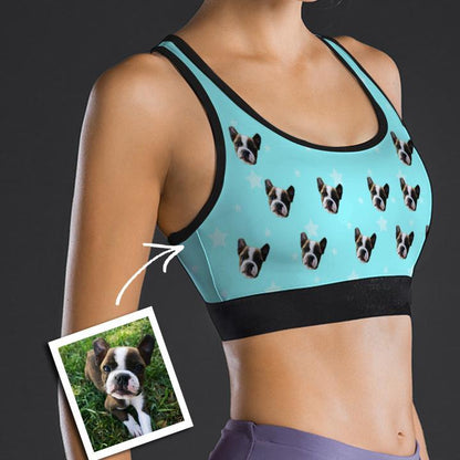 Custom Face Sports Bra With Star Pet