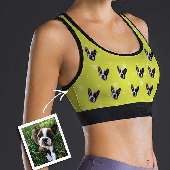 Custom Face Sports Bra With Star Pet