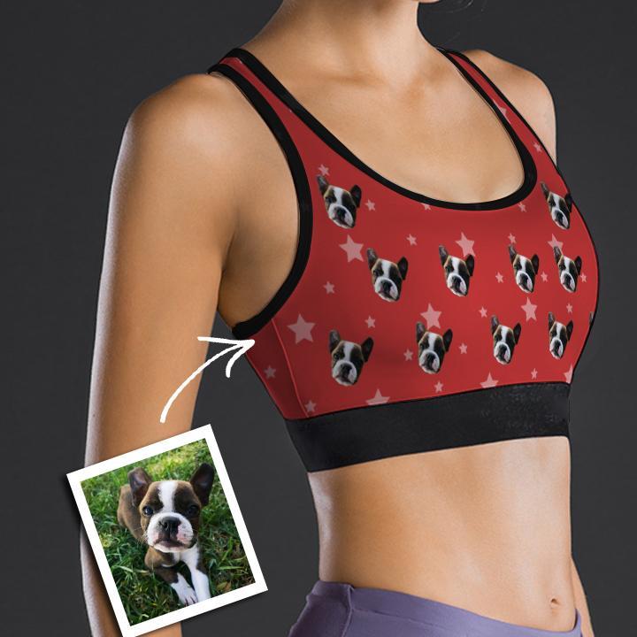 Custom Face Sports Bra With Star Pet