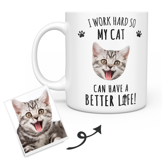 White Personalized Cat Face Mug - faceonboxer