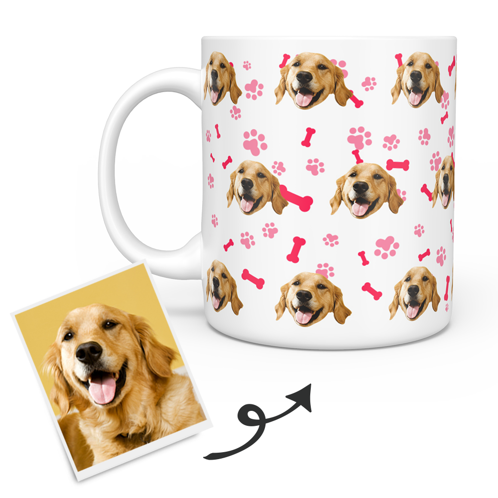 Personalized Mug With Dog Photo - Custom Pet Face Coffee Mugs - faceonboxer