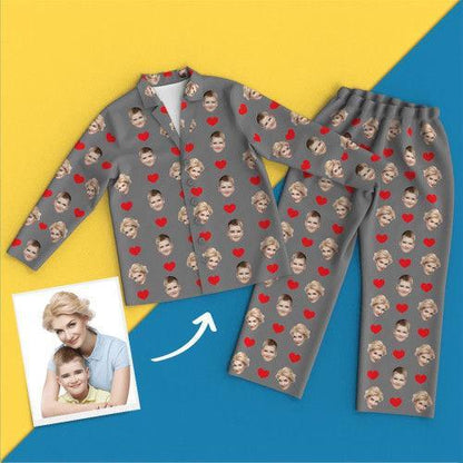 Custom Face Colorful Pajamas With Hearts