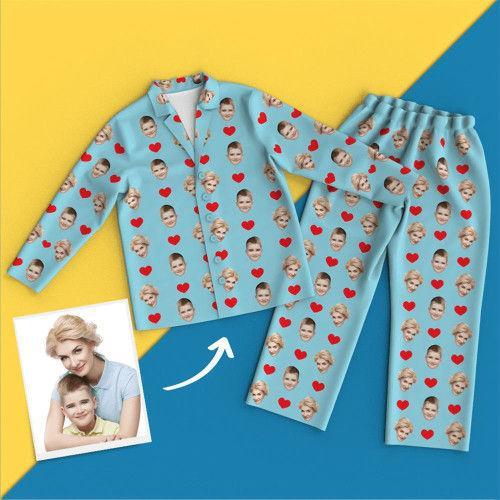 Custom Face Colorful Pajamas With Hearts
