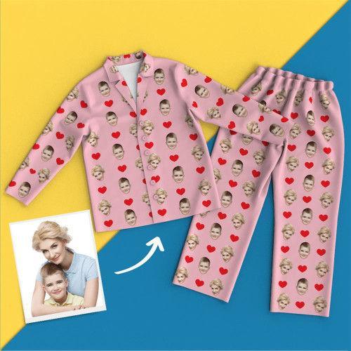 Custom Face Colorful Pajamas With Hearts