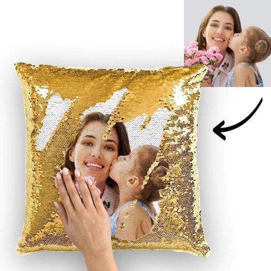 Mother's Day Gifts Photo Magic Sequin Pillow Mermaid Pillow 15.75"*15.75" - faceonboxer