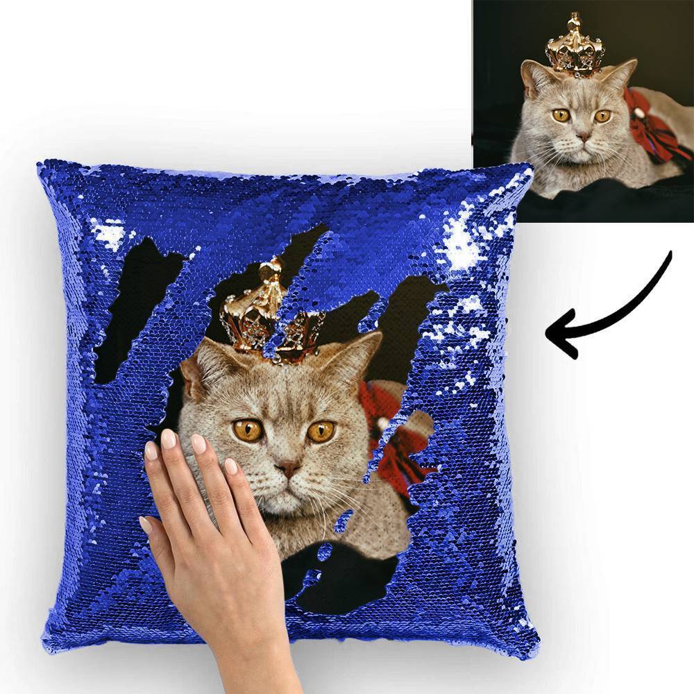 Custom Cute Dog Photo Magic Sequins Pillow Multicolor Shiny 15.75"*15.75" - faceonboxer