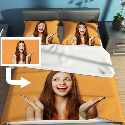 Custom Bedding Set with Photo Personalized Quilt Cover Three-Piece