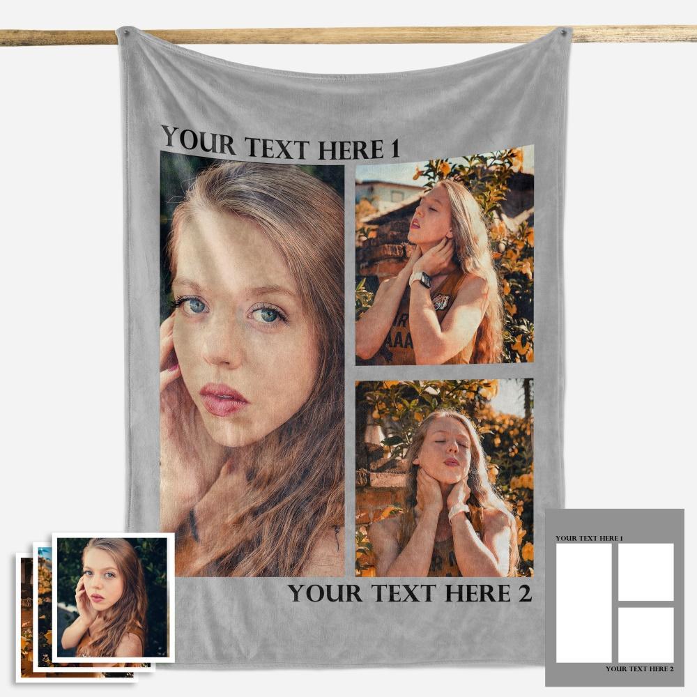 Custom Fleece Photo Blanket For My Girl 1-4 Photos - New - faceonboxer