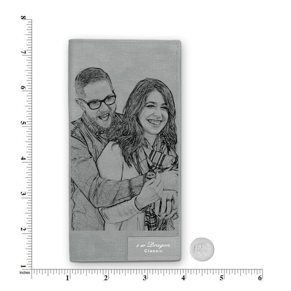 Custom Photo Wallet | Bifold Long Style Wallet-Light Grey - faceonboxer