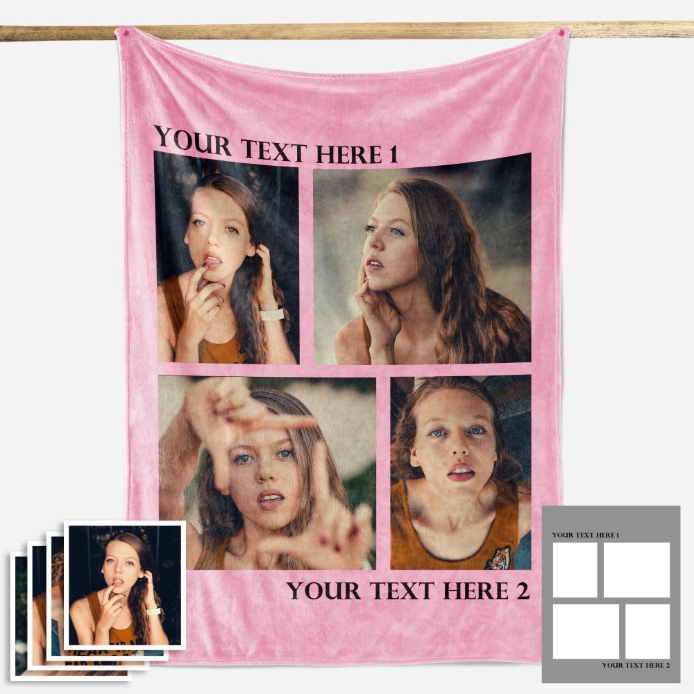 Custom Fleece Photo Blanket For My Girl 1-4 Photos - New - faceonboxer