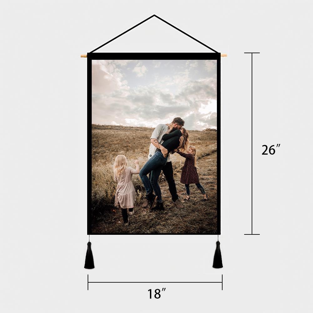 Custom Photo Tapestry - Wall Decor Hanging Fabric Painting Hanger Frame Poster - faceonboxer
