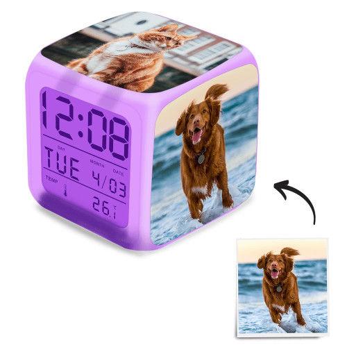 Multiphoto Alarm Clock Home Decoration Custom Colorful Lights