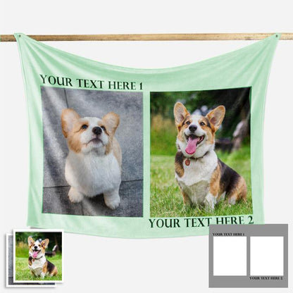 Custom Dog/Pet Fleece Photo Blanket with 1-4 Photos - faceonboxer