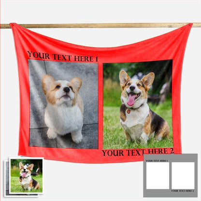 Custom Dog/Pet Fleece Photo Blanket with 1-4 Photos - faceonboxer