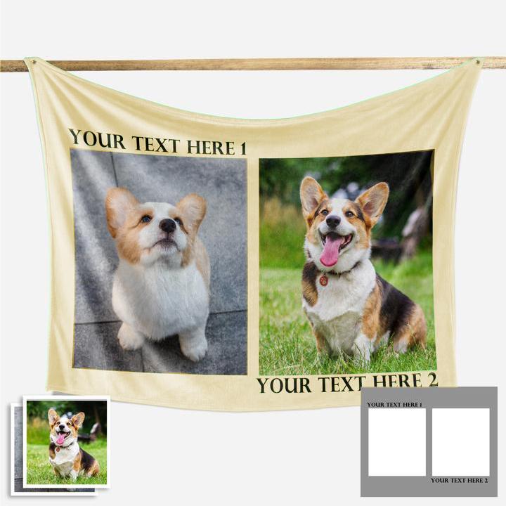 Custom Dog/Pet Fleece Photo Blanket with 1-4 Photos - faceonboxer