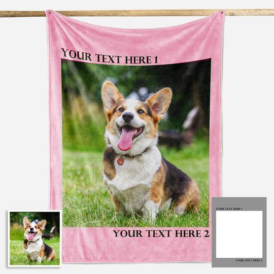 Custom Dog/Pet Fleece Photo Blanket with 1-4 Photos - faceonboxer