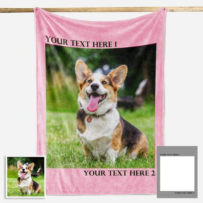 Custom Dog/Pet Fleece Photo Blanket with 1-4 Photos - faceonboxer