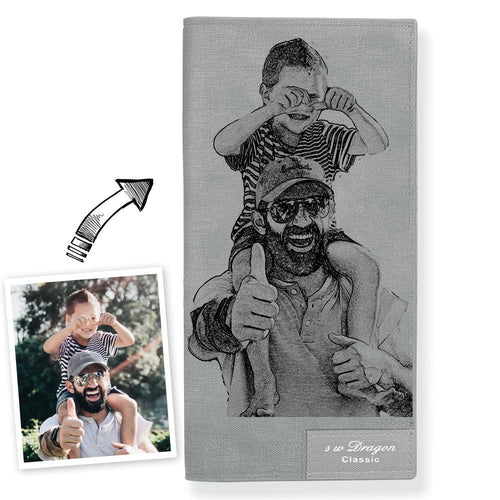 Custom Photo Wallet | Bifold Long Style Wallet-Light Grey - faceonboxer