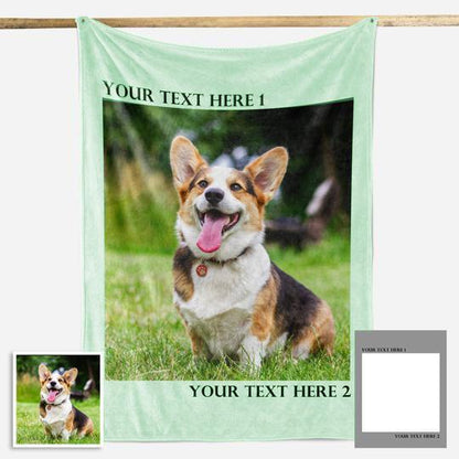 Custom Dog/Pet Fleece Photo Blanket with 1-4 Photos - faceonboxer