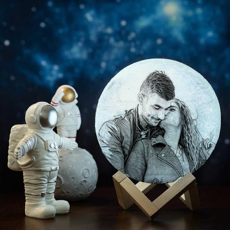 Touch 3 Colors - Christmas Cute Gift Engraved Photo Moon Lamp - faceonboxer