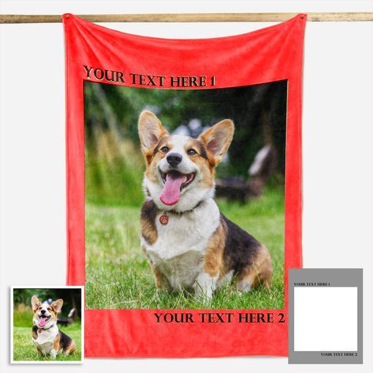 Custom Dog/Pet Fleece Photo Blanket with 1-4 Photos - faceonboxer