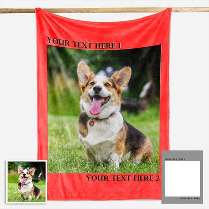 Custom Dog/Pet Fleece Photo Blanket with 1-4 Photos - faceonboxer