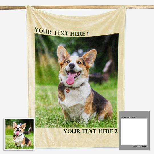 Custom Dog/Pet Fleece Photo Blanket with 1-4 Photos - faceonboxer