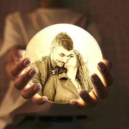 Touch 3 Colors - Christmas Cute Gift Engraved Photo Moon Lamp - faceonboxer