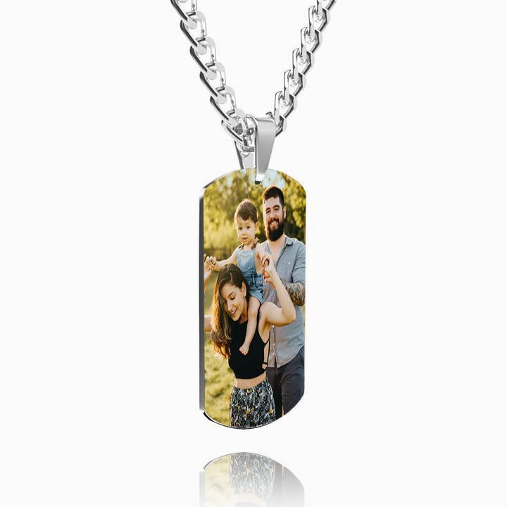 Men's Photo Engraved Tag Necklace With Engraving Stainless Steel - faceonboxer