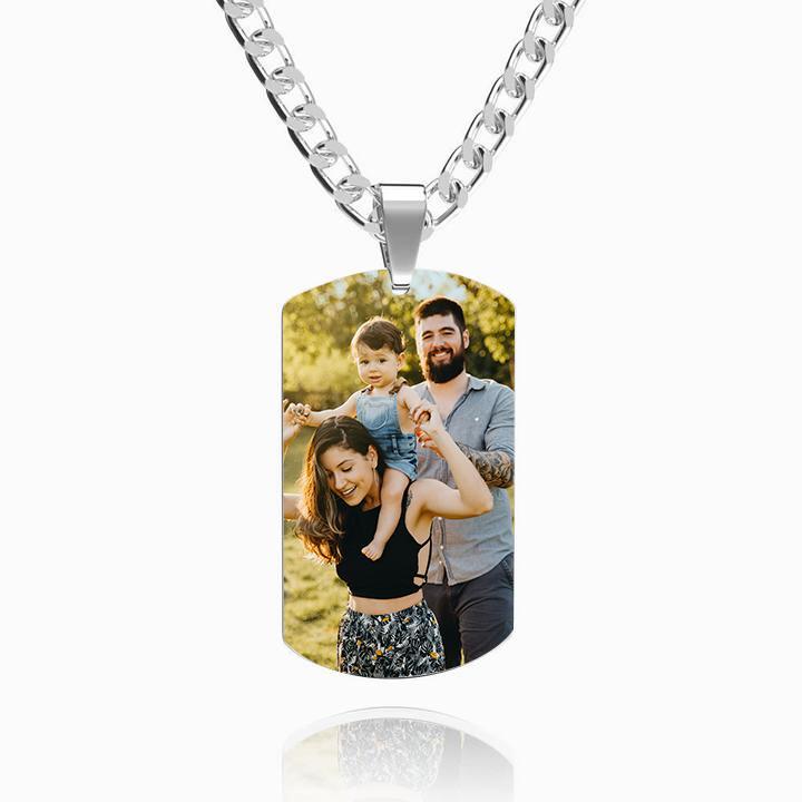 Men's Photo Engraved Tag Necklace With Engraving Stainless Steel - faceonboxer
