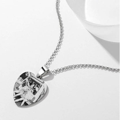 Women's Heart Photo Engraved Tag Necklace With Engraving Stainless Steel - faceonboxer