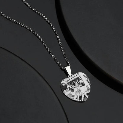 Women's Heart Photo Engraved Tag Necklace With Engraving Stainless Steel - faceonboxer