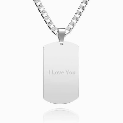 Men's Photo Engraved Tag Necklace With Engraving Stainless Steel - faceonboxer