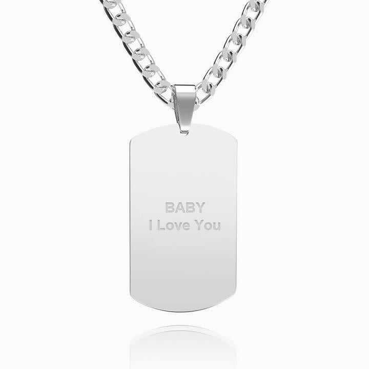 Men's Photo Engraved Tag Necklace With Engraving Stainless Steel - faceonboxer