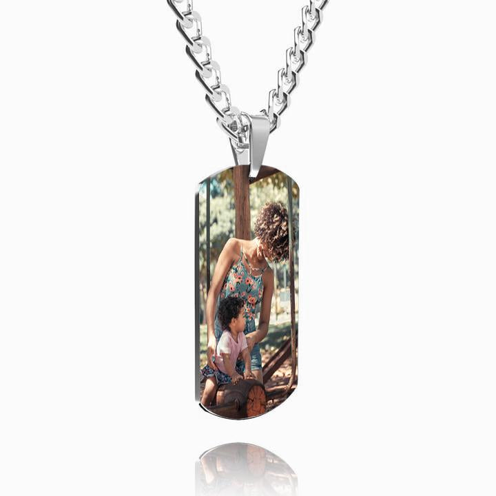 Men's Photo Engraved Tag Necklace With Engraving Stainless Steel - faceonboxer