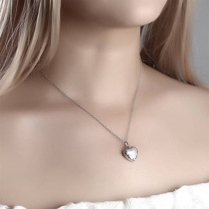 Women's Printing Photo Locket Heart Necklace Platinum Plated - faceonboxer