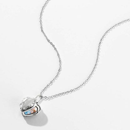 Women's Printing Photo Locket Heart Necklace Platinum Plated - faceonboxer
