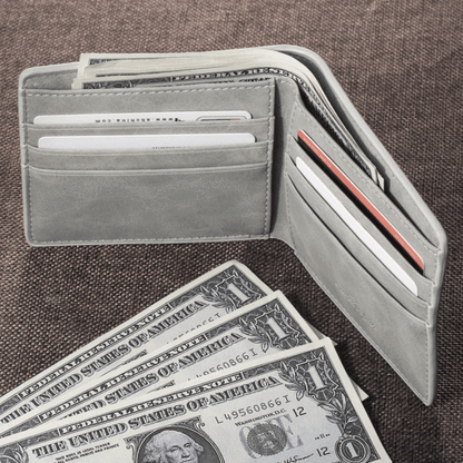 Men's Bifold Short Custom Photo Wallet Grey - faceonboxer