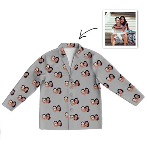 Custom Photo Pajamas Photo Long Sleeve Pajamas Sleepwear Gifts Ideas Nightwear Shirts Unisex-Top Only