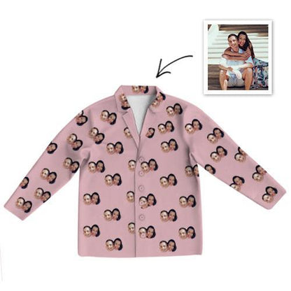 Custom Photo Pajamas Photo Long Sleeve Pajamas Sleepwear Gifts Ideas Nightwear Shirts Unisex-Top Only